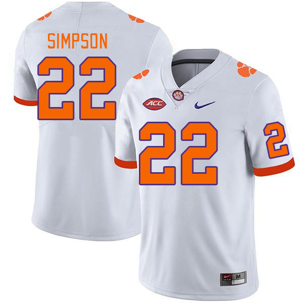 Clemson Tigers #22 Trenton Simpson College Football Jerseys Stitched Sale-White